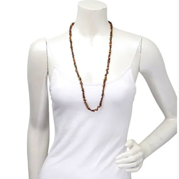 Tiger Eye Gemstone Chip Jewelry Lot - 3 Stretch Bracelets & Necklace Set | Boho - Picture 2 of 12